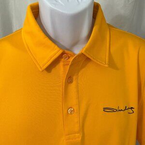 J.Lindeberg Men's gold w/ black Slim Fit s/s performance golf polo shirt XL